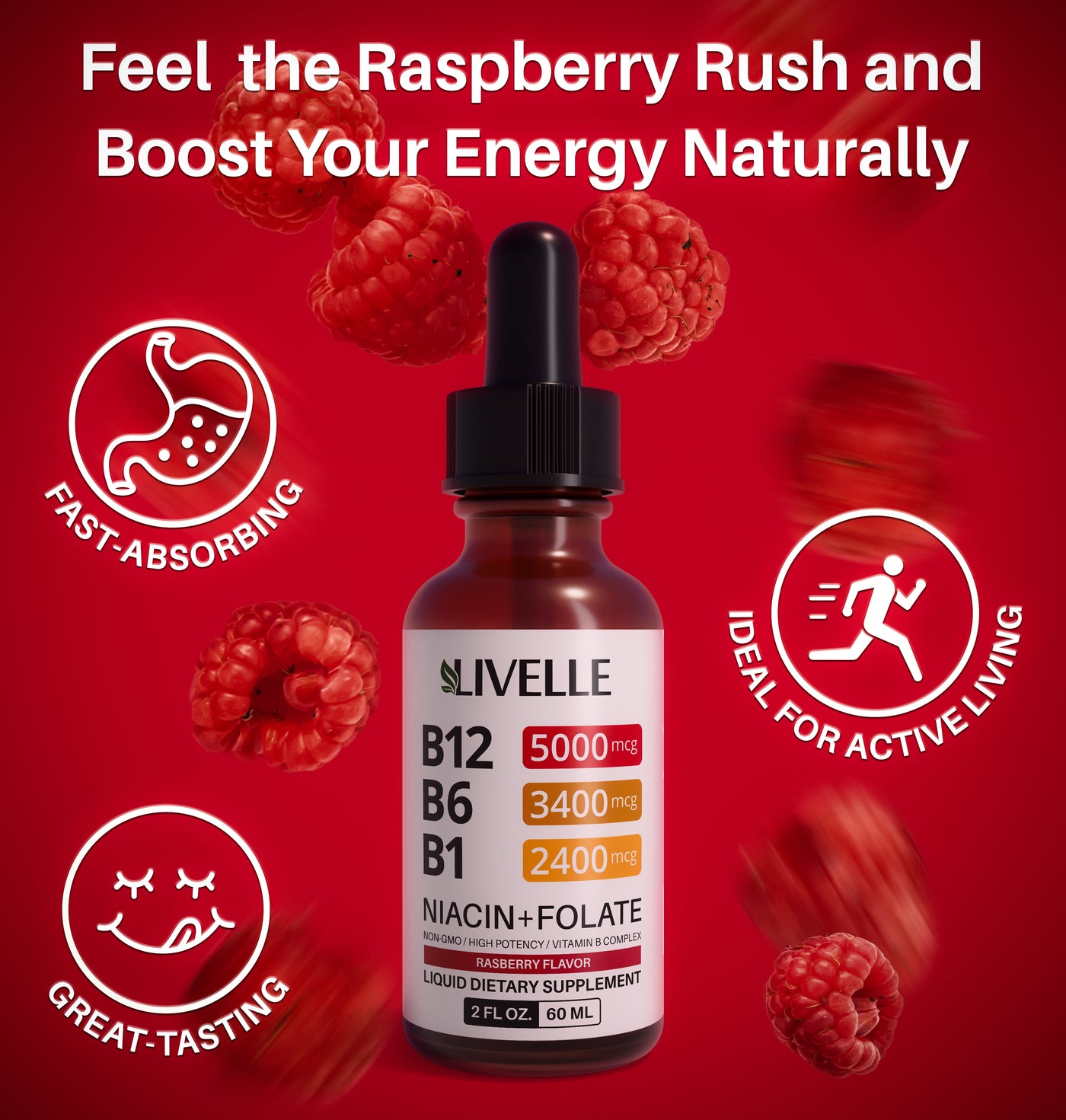 Vitamin B12 Raspberry Liquid Supplement