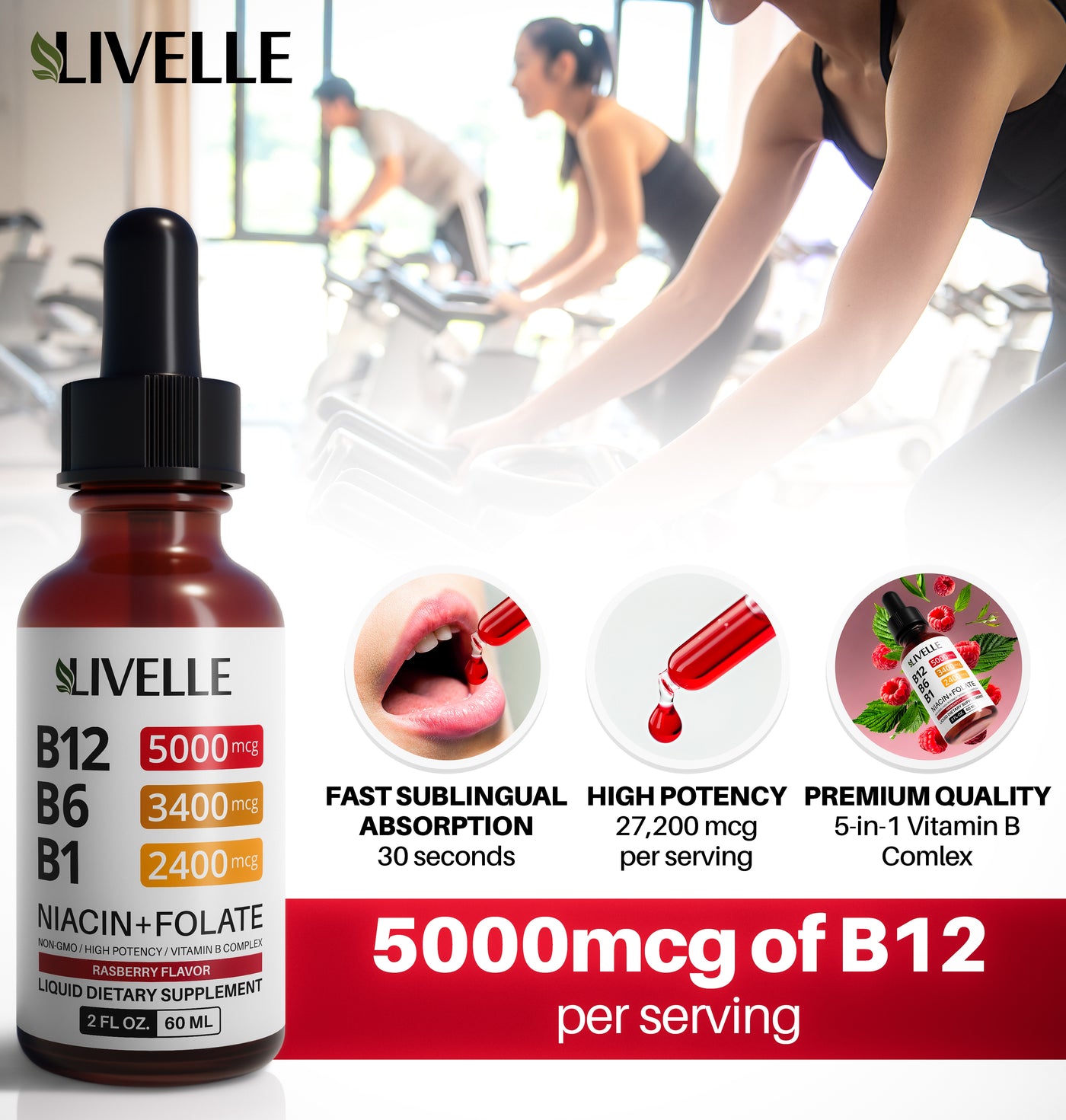 Vitamin B12 Raspberry Liquid Supplement