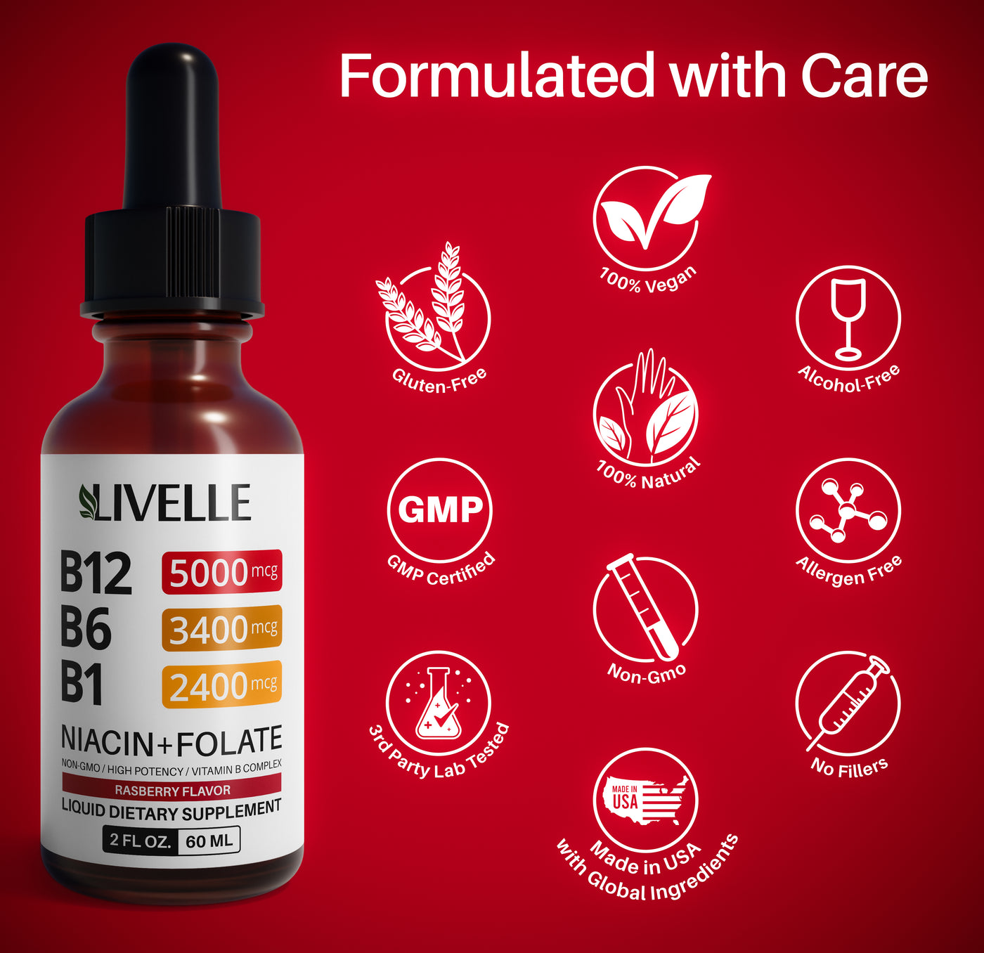 Vitamin B12 Raspberry Liquid Supplement